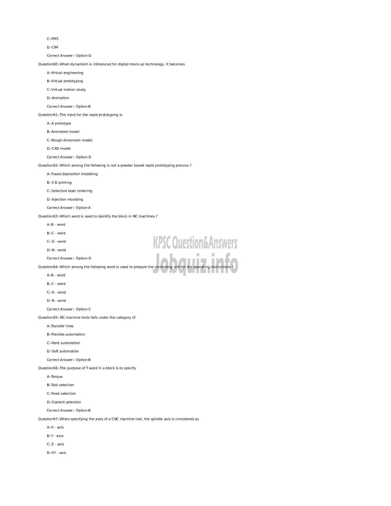 Kerala PSC Question Paper - Assistant Professor in Production Engineering-Technical Education Engineering Colleges -9