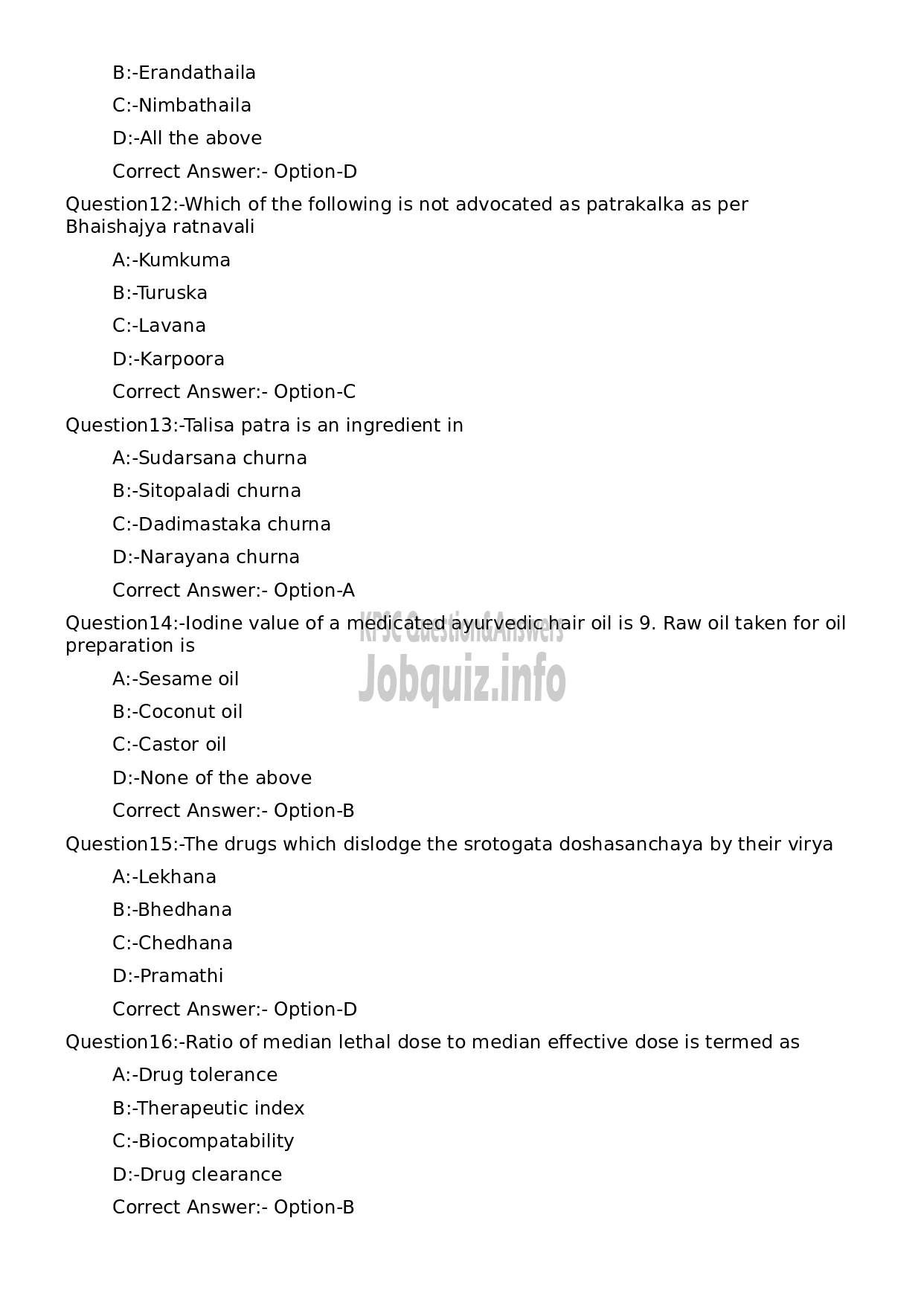 Kerala PSC Question Paper - Assistant Professor in Rasasasthra and Bhaishajyakalpana-3