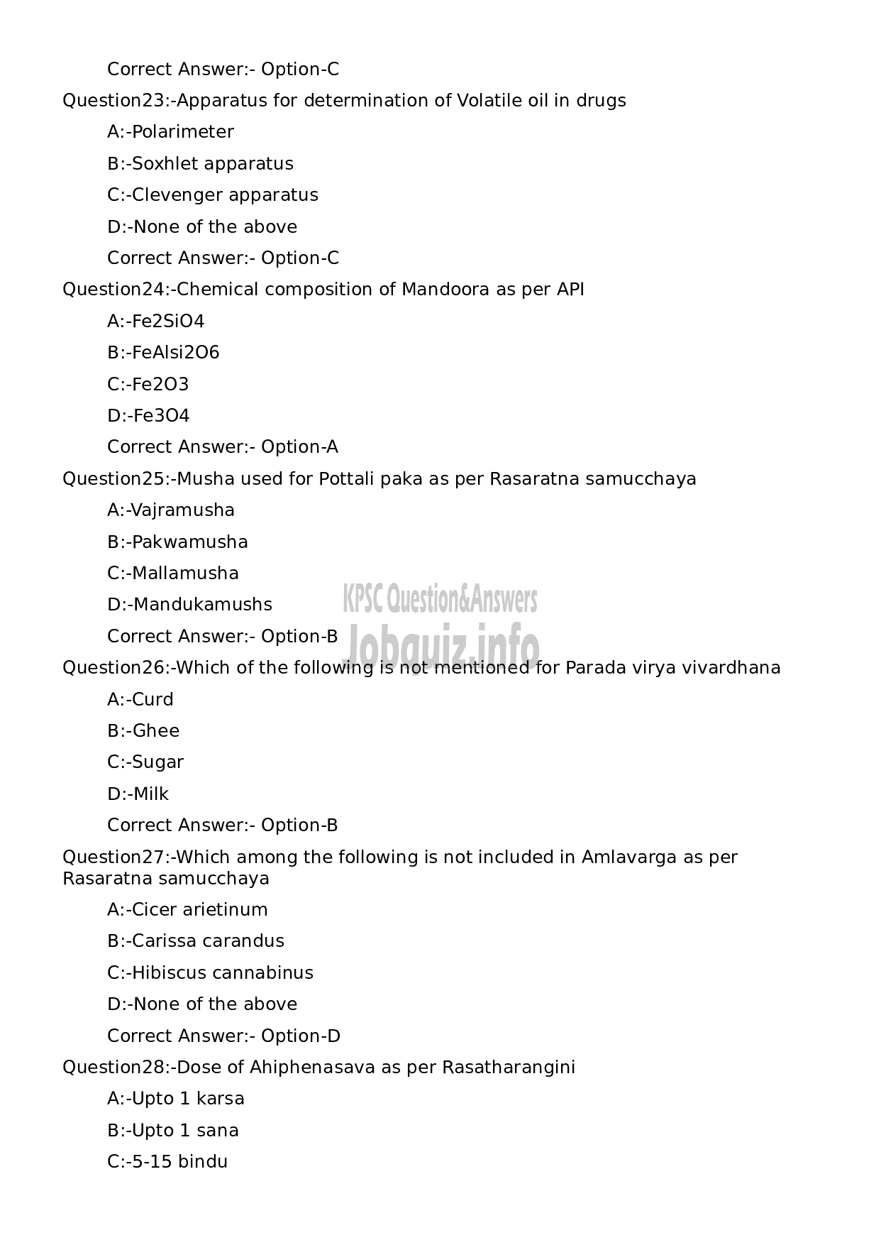 Kerala PSC Question Paper - Assistant Professor in Rasasasthra and Bhaishajyakalpana-5