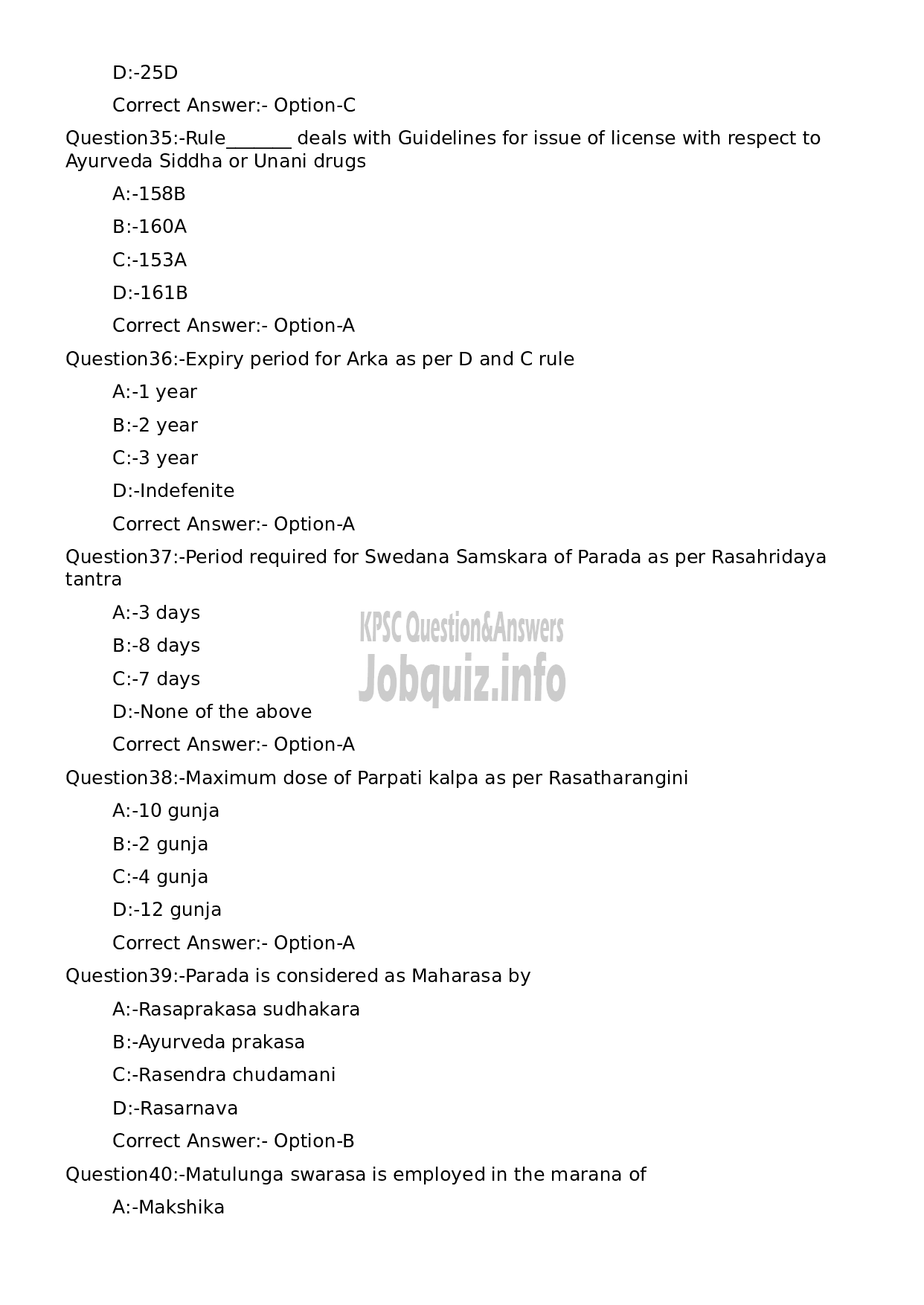 Kerala PSC Question Paper - Assistant Professor in Rasasasthra and Bhaishajyakalpana-7