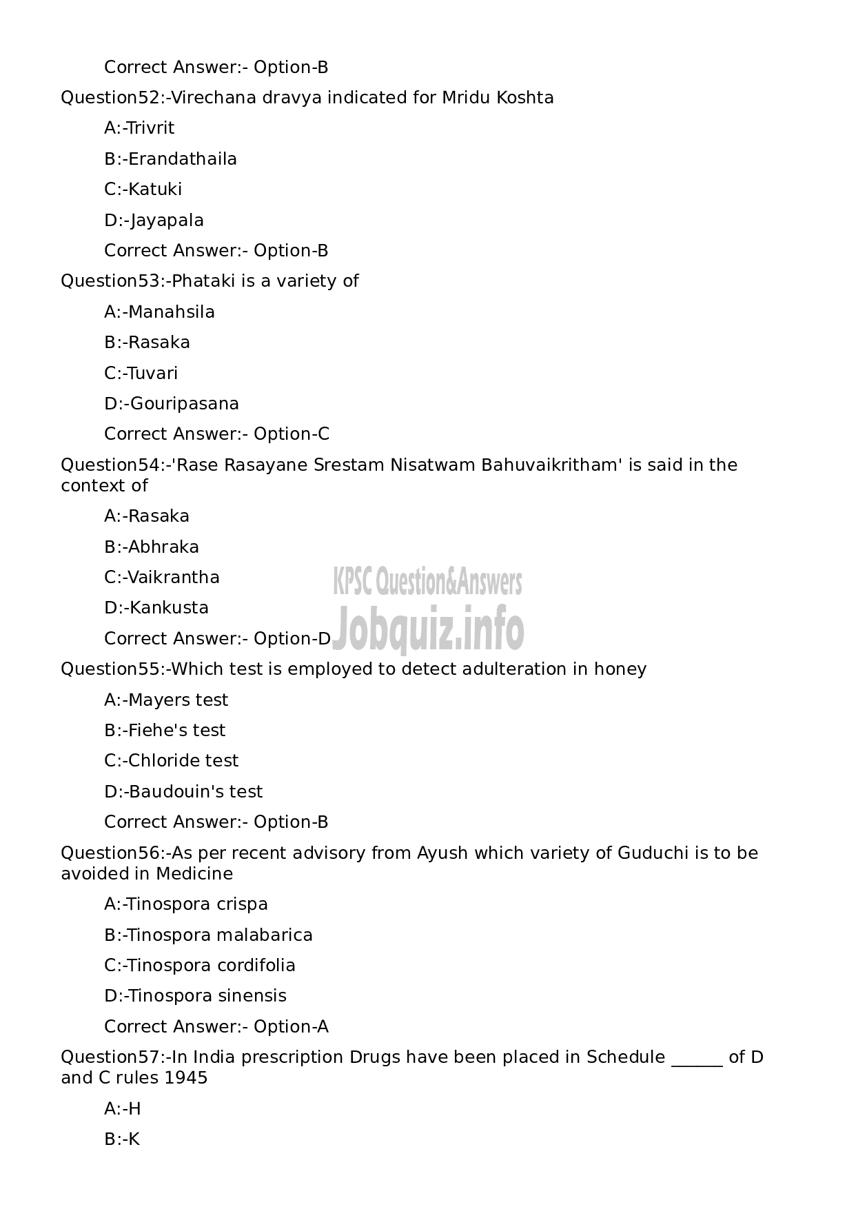 Kerala PSC Question Paper - Assistant Professor in Rasasasthra and Bhaishajyakalpana-10