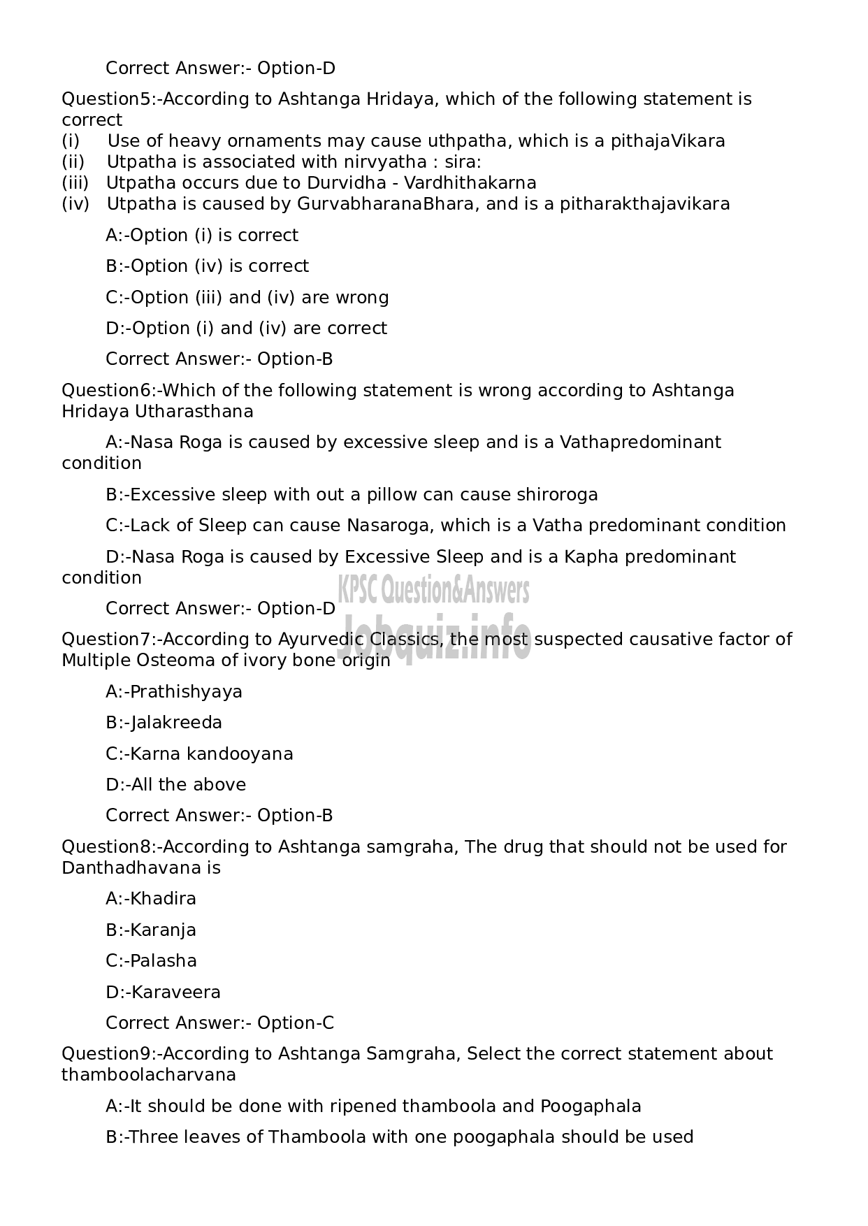 Kerala PSC Question Paper - Assistant Professor in Shalakya Tantra-2