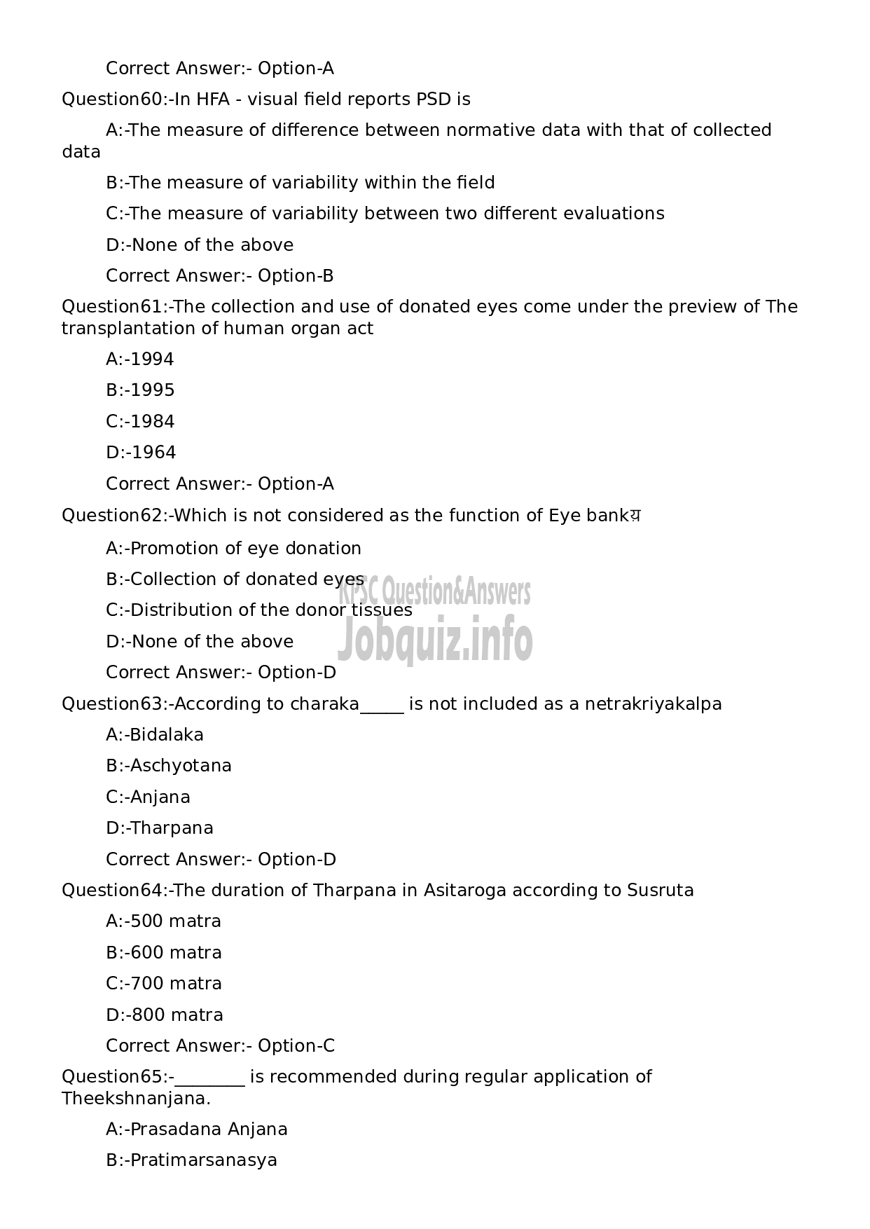 Kerala PSC Question Paper - Assistant Professor in Shalakya Tantra-12