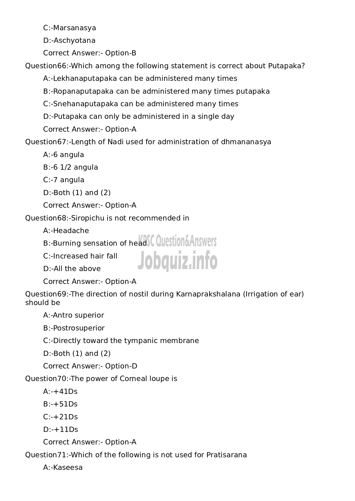 Kerala PSC Question Paper - Assistant Professor in Shalakya Tantra-13