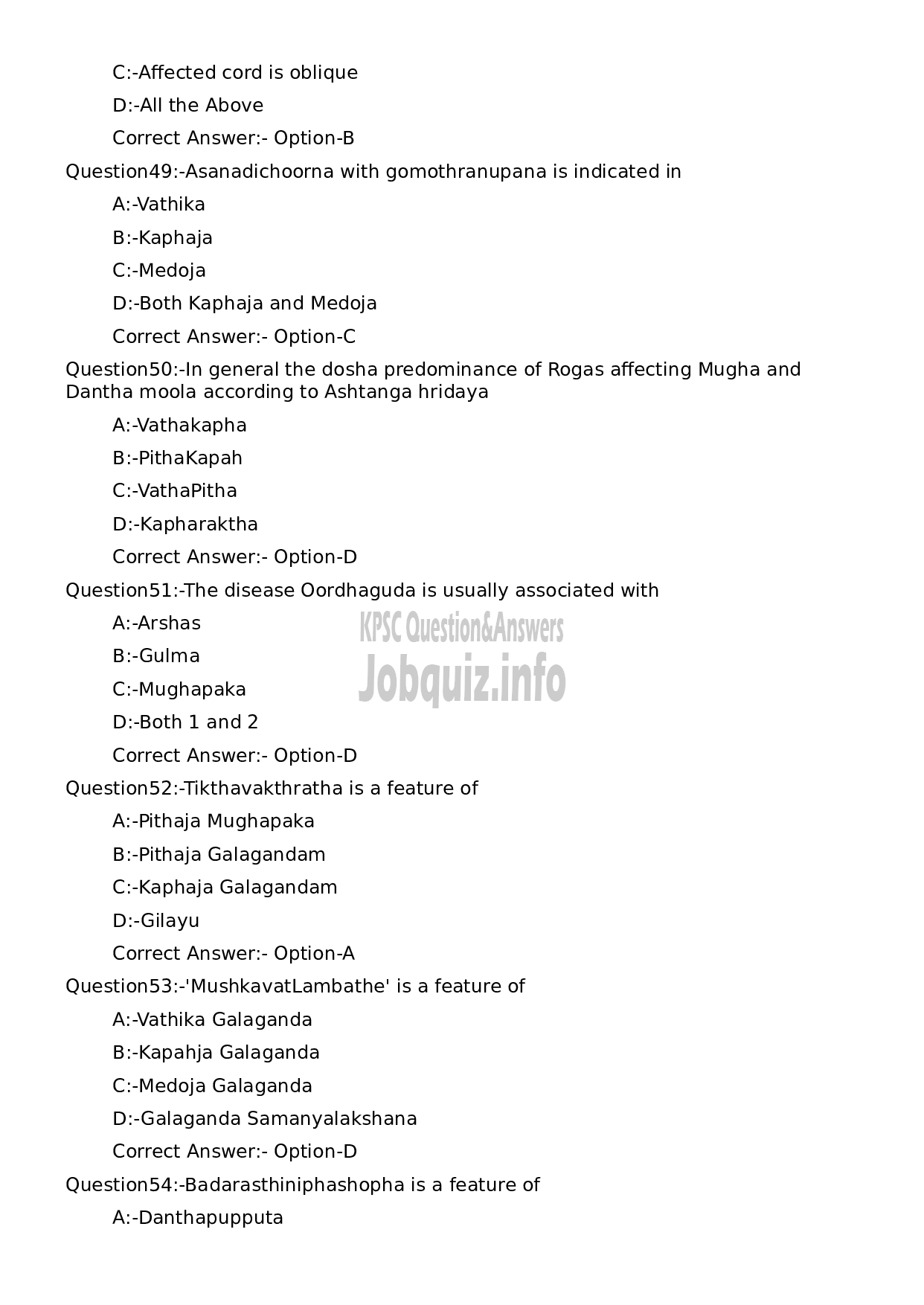 Kerala PSC Question Paper - Assistant Professor in Shalakya Tantra-10