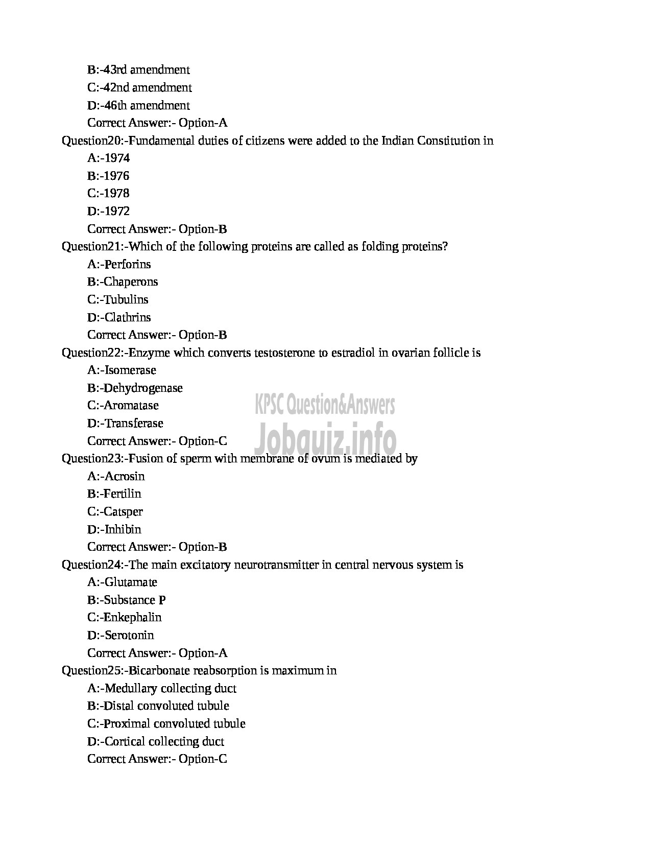 Kerala PSC Question Paper - Assistant Professor in physiology Medical Education-4