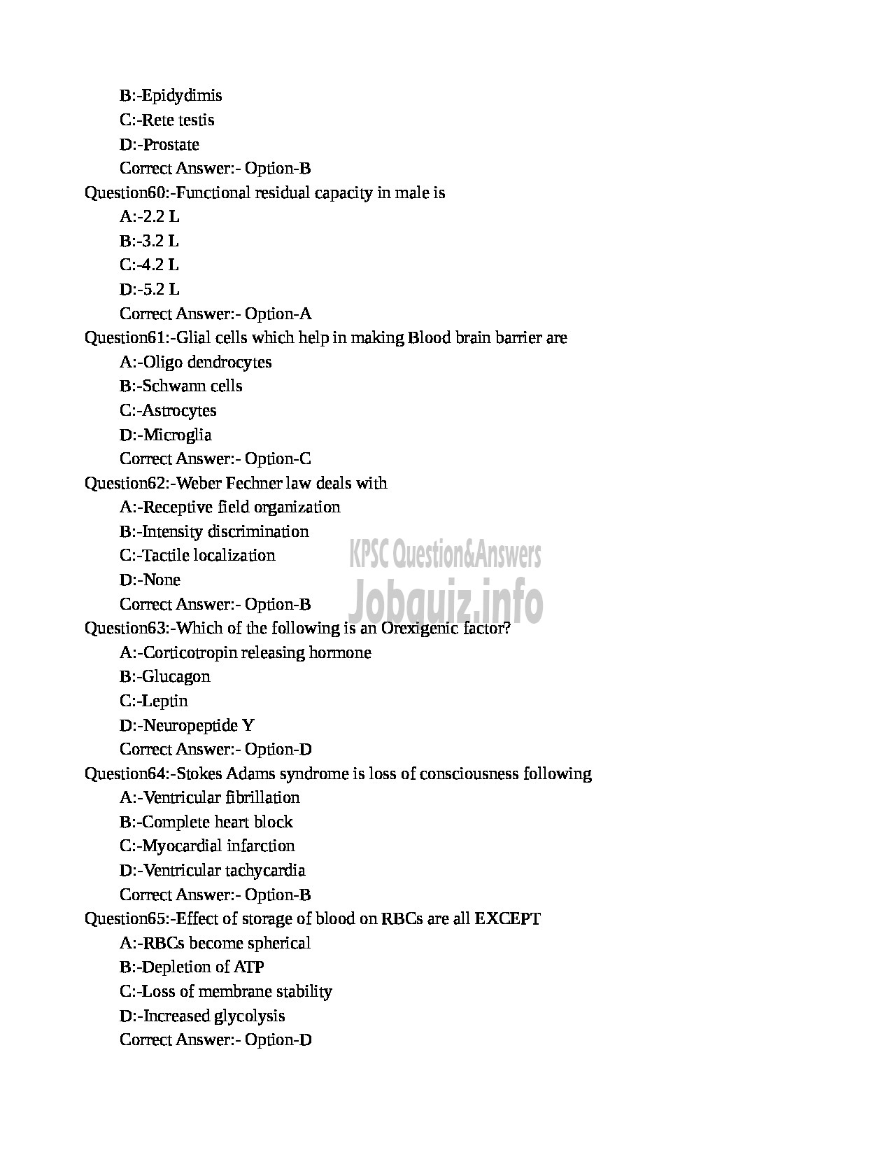 Kerala PSC Question Paper - Assistant Professor in physiology Medical Education-10