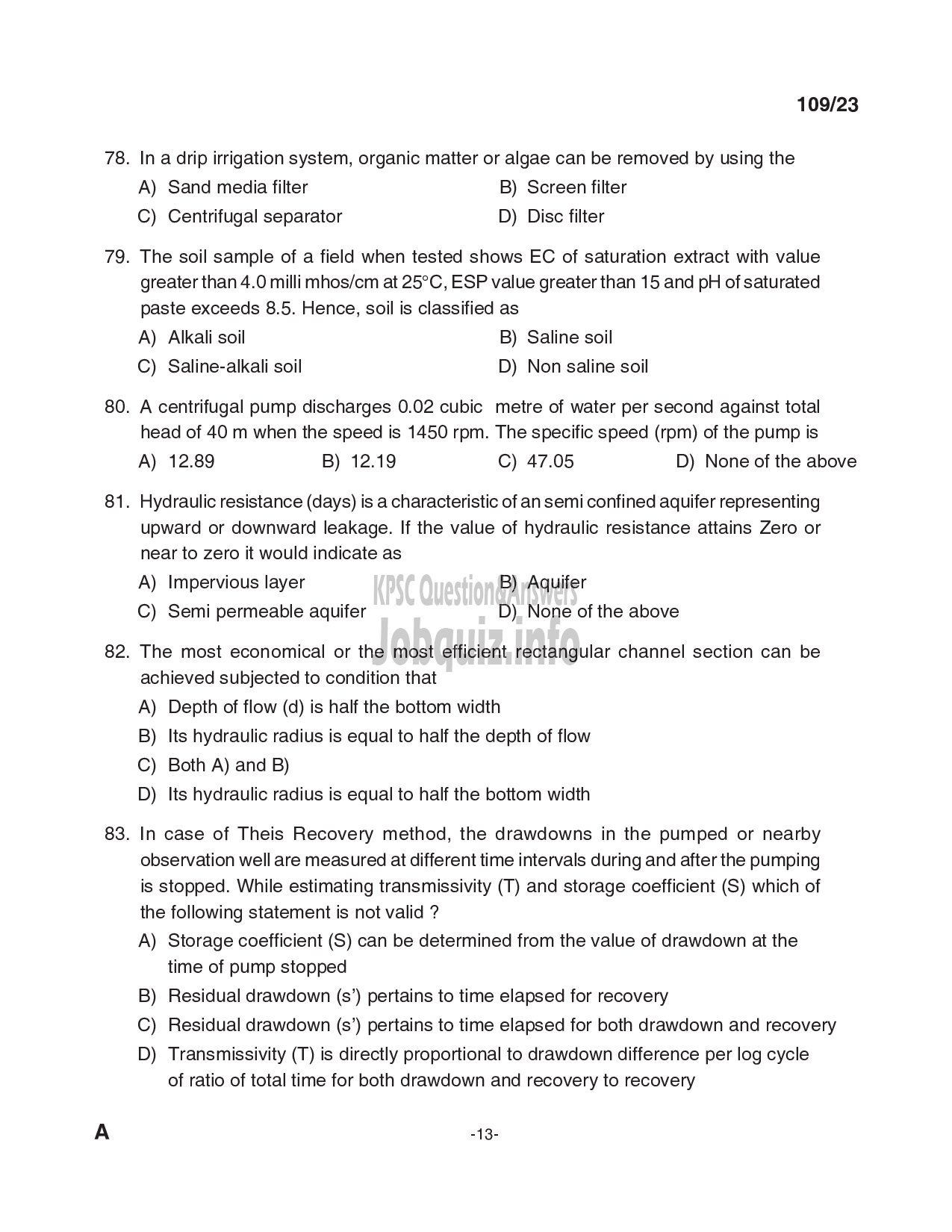 Kerala PSC Question Paper - Assistant Project Engineer - Kerala Land Development Corporation Ltd-13