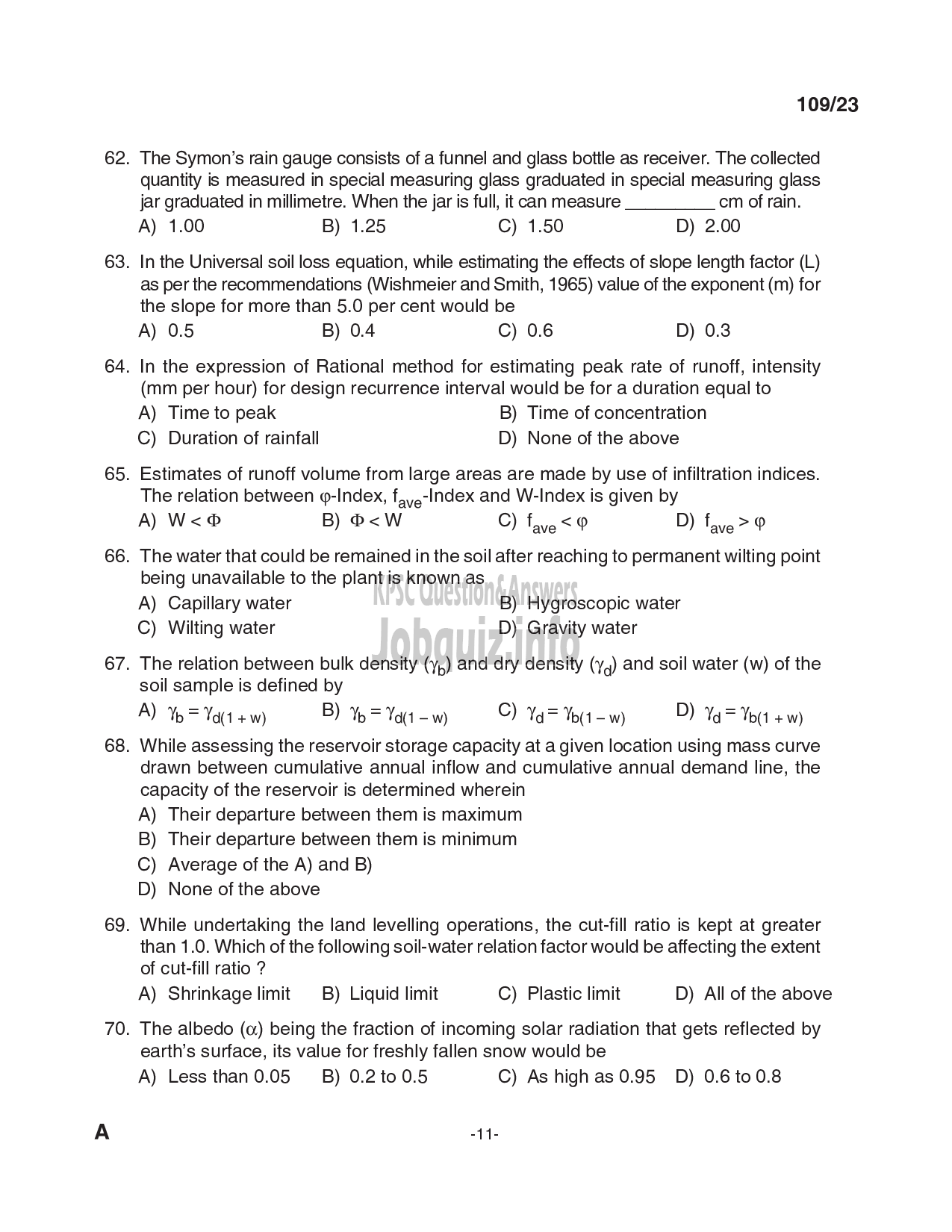 Kerala PSC Question Paper - Assistant Project Engineer - Kerala Land Development Corporation Ltd-11