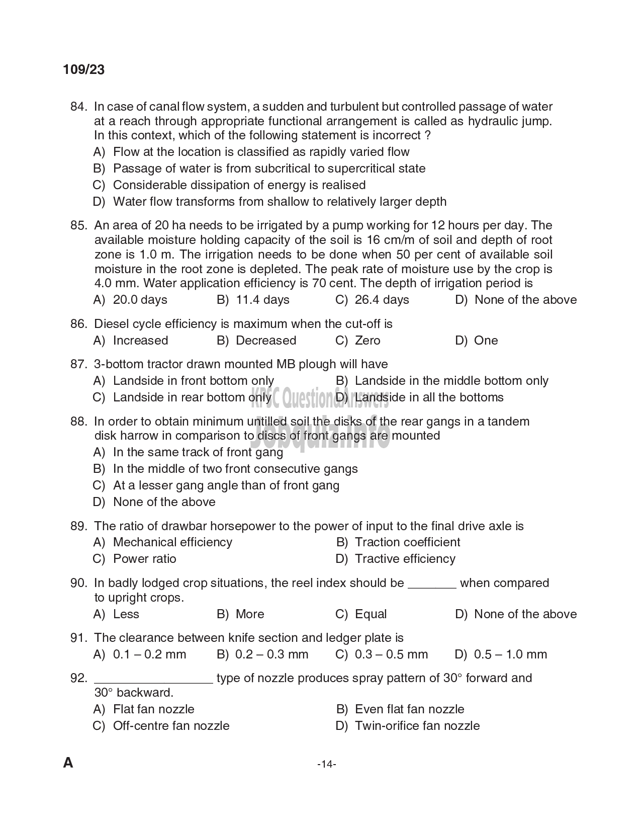 Kerala PSC Question Paper - Assistant Project Engineer - Kerala Land Development Corporation Ltd-14
