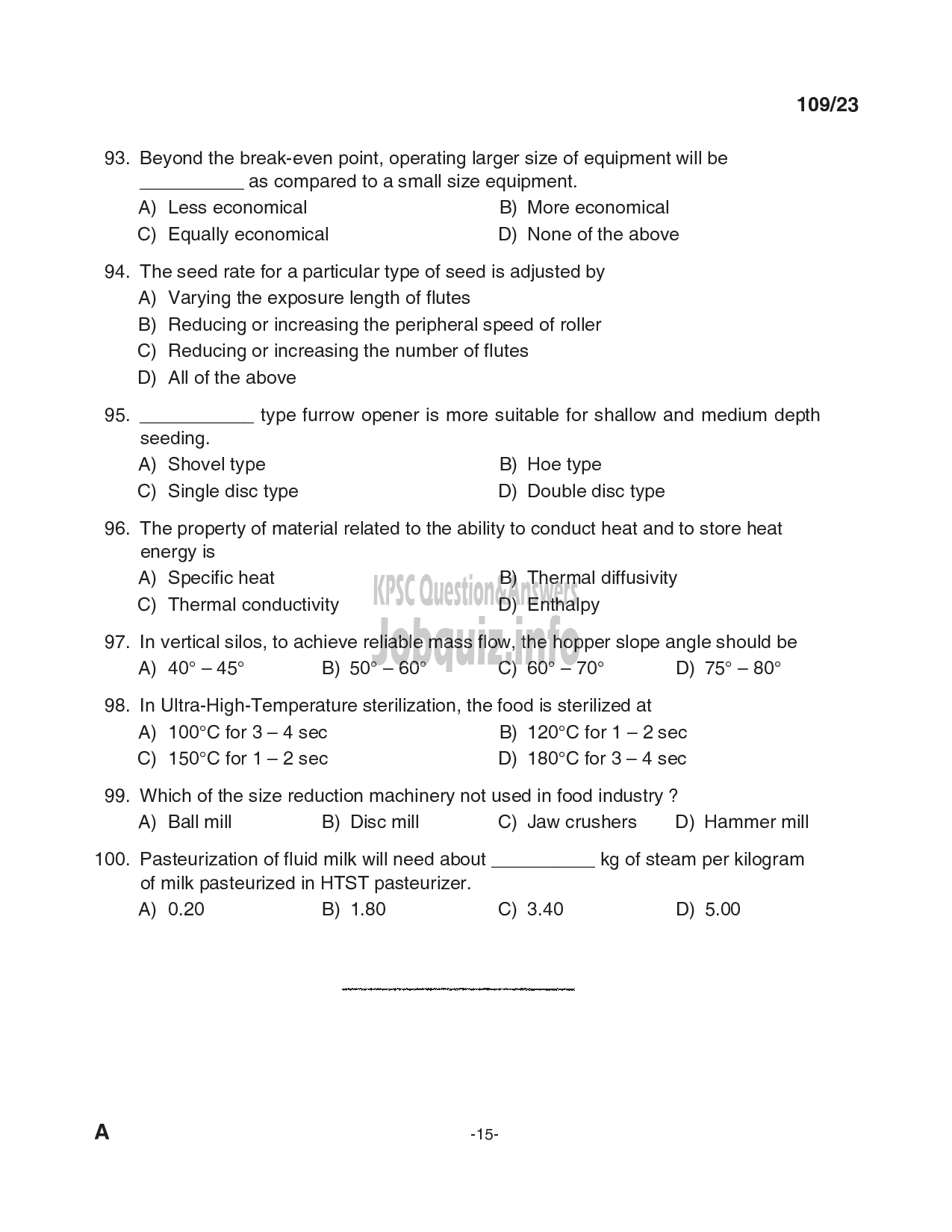 Kerala PSC Question Paper - Assistant Project Engineer - Kerala Land Development Corporation Ltd-15