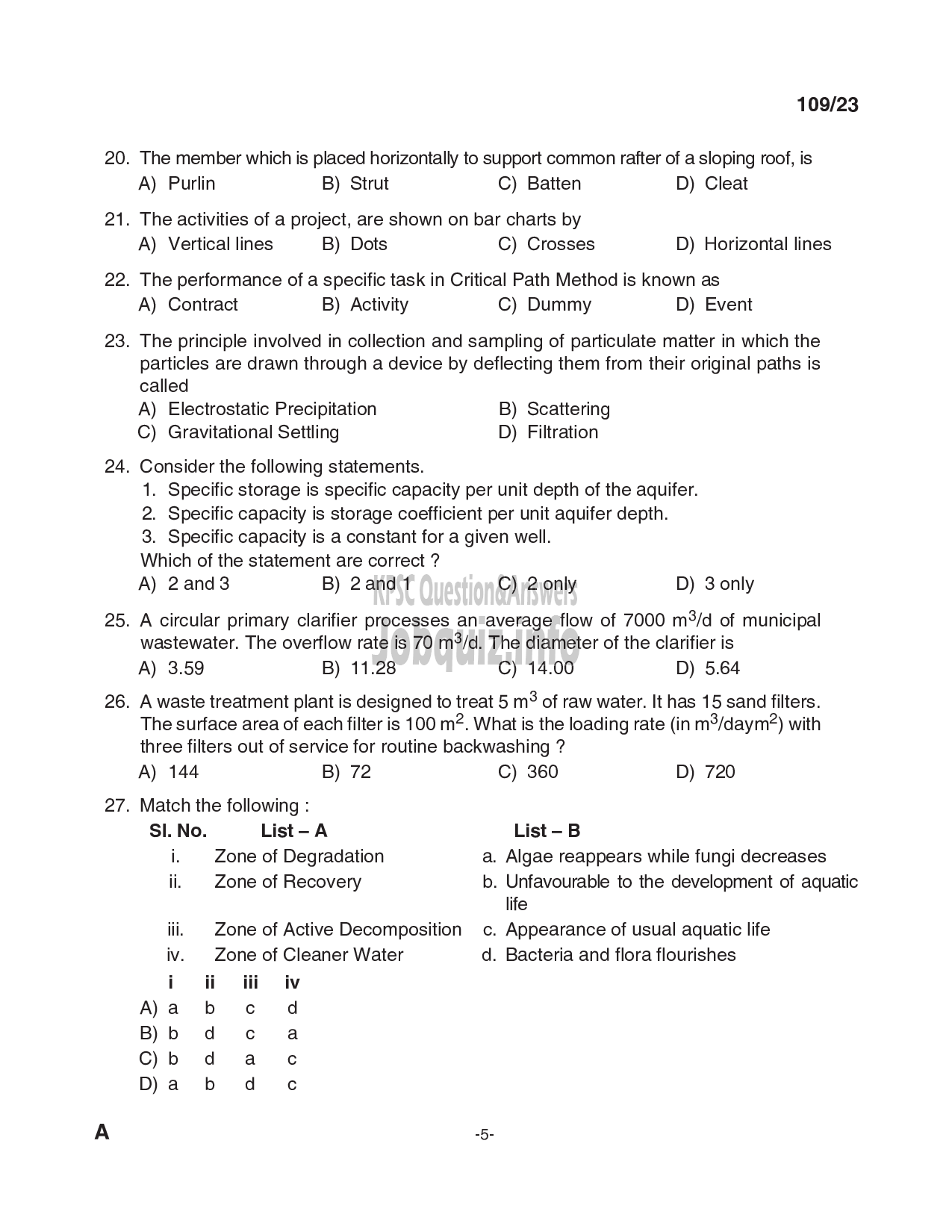 Kerala PSC Question Paper - Assistant Project Engineer - Kerala Land Development Corporation Ltd-5