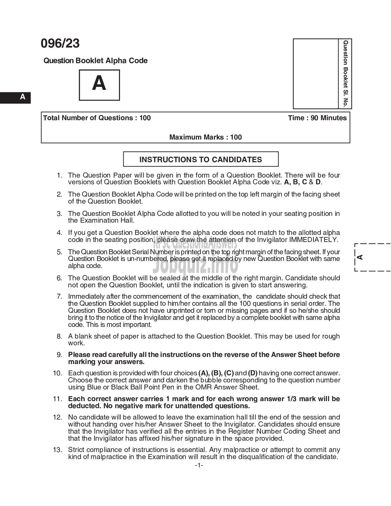 Kerala PSC Question Paper - Assistant Scientist in Kerala State Pollution Control Board-1