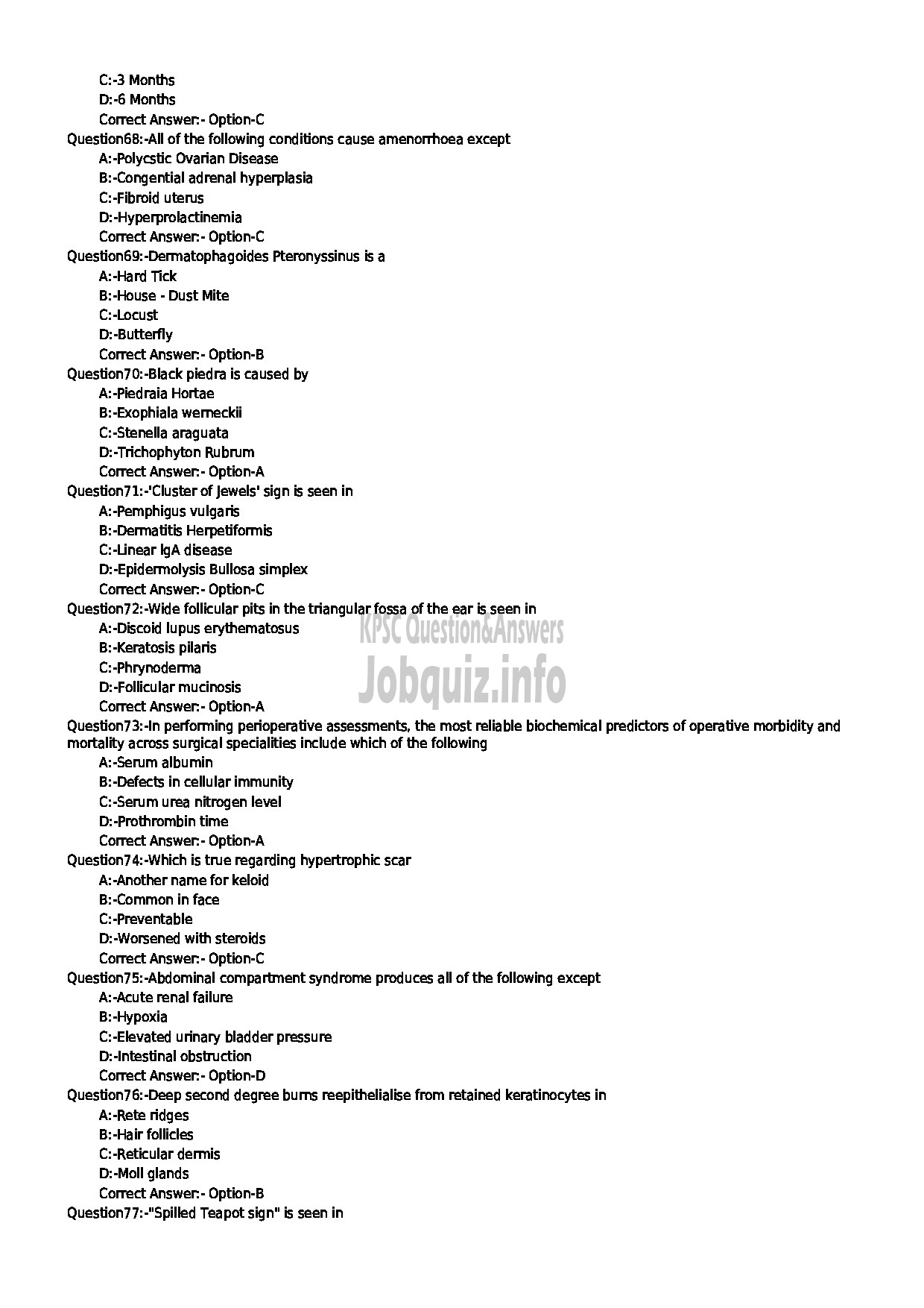 Kerala PSC Question Paper - Assistant Surgeon / casuality Medicine NCA Medical Education-8