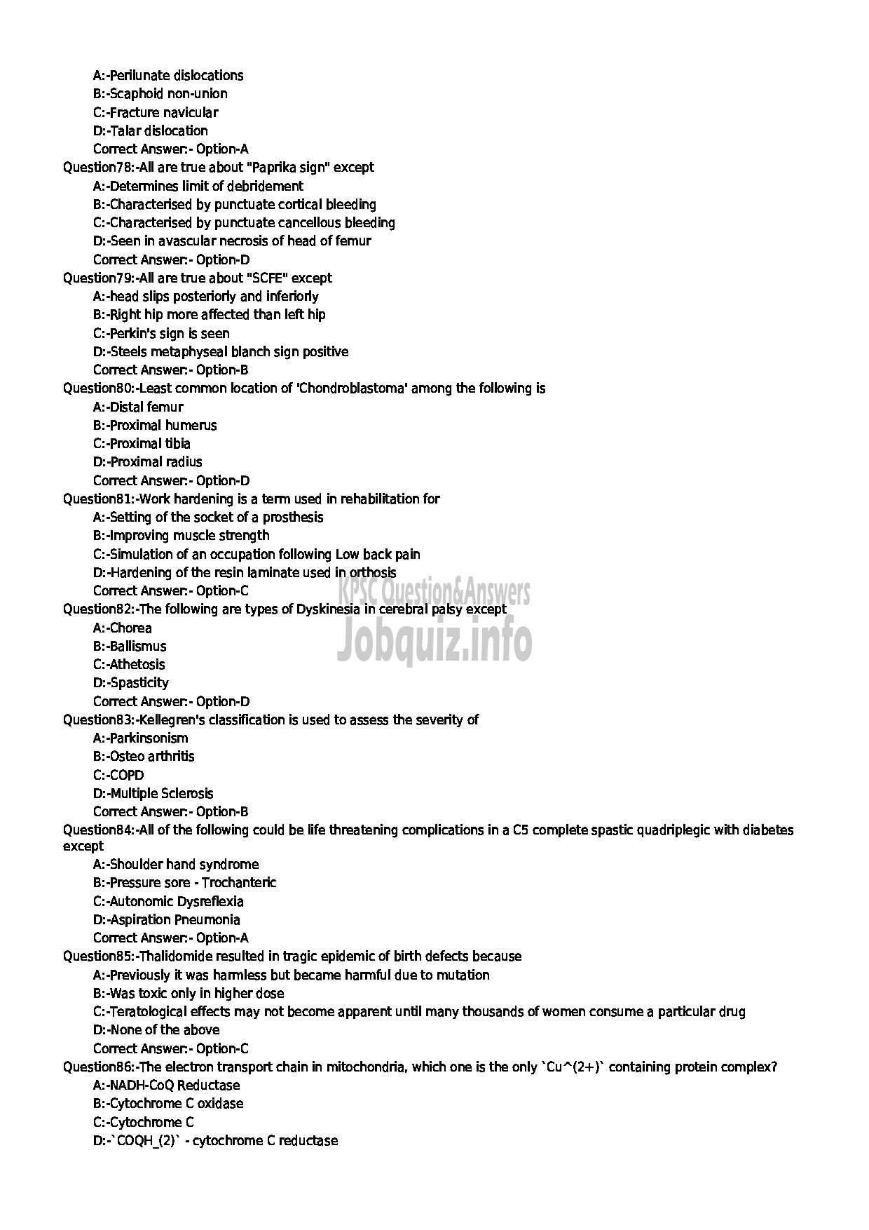 Kerala PSC Question Paper - Assistant Surgeon / casuality Medicine NCA Medical Education-9