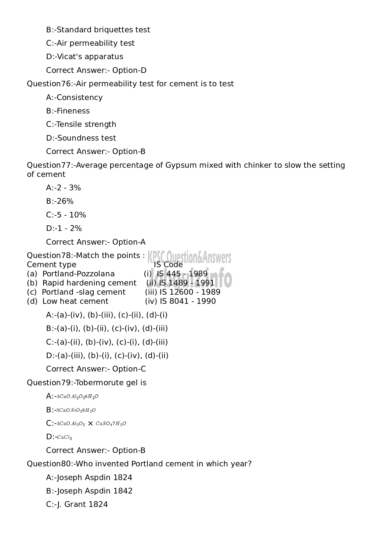 Kerala PSC Question Paper - Assistant Tester cum Guager-15