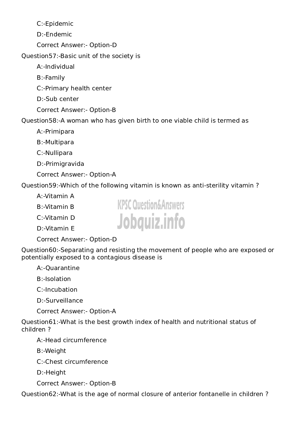 Kerala PSC Question Paper - Auxiliary Nurse Midwife (NCA- HN)-11