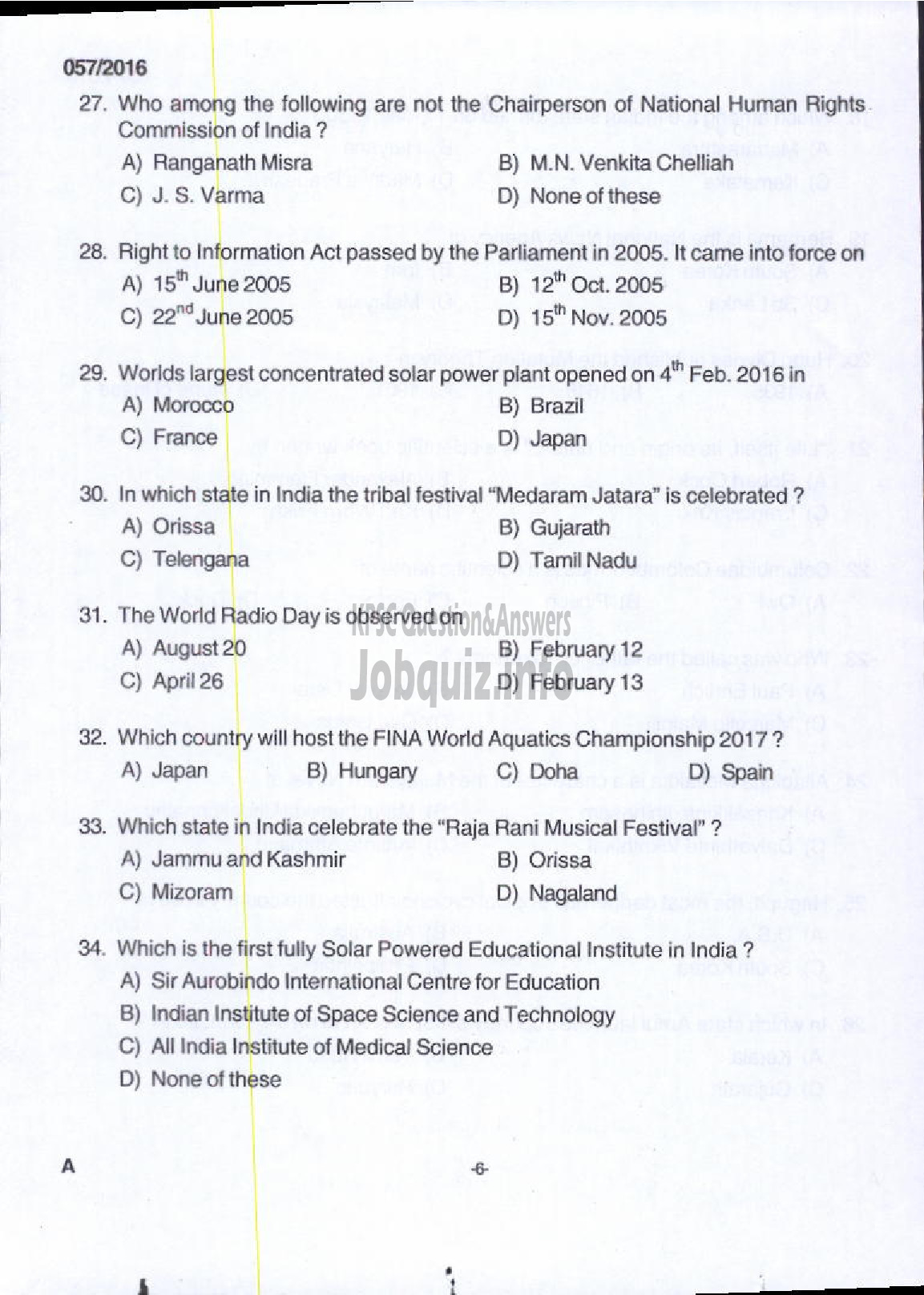 Kerala PSC Question Paper - BEAT FOREST OFFICER FOREST-4