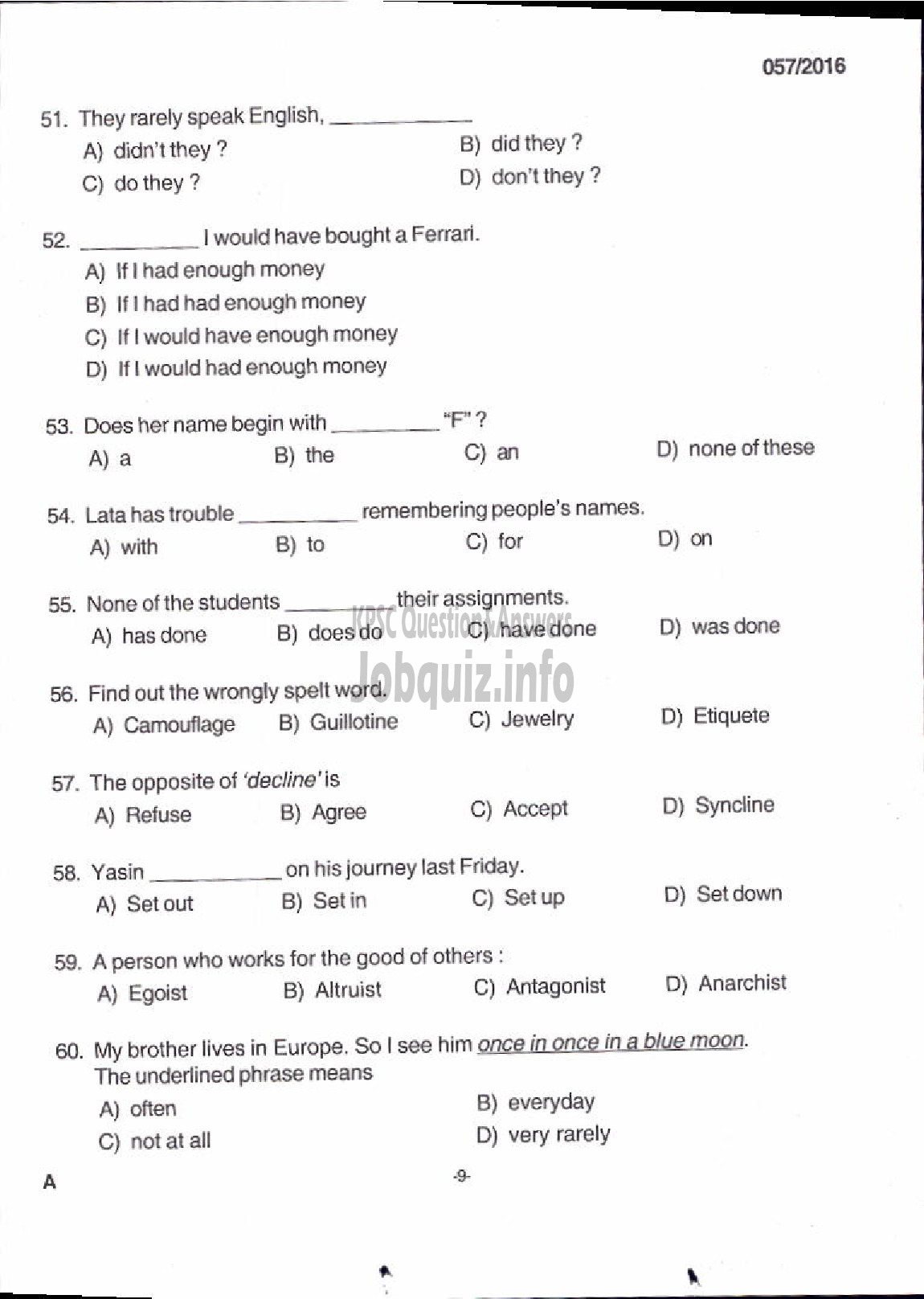 Kerala PSC Question Paper - BEAT FOREST OFFICER FOREST-7