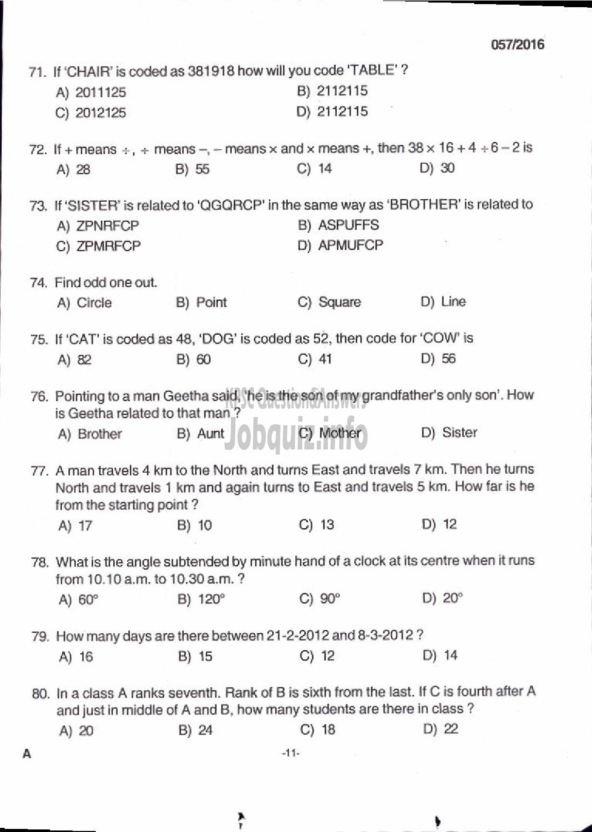 Kerala PSC Question Paper - BEAT FOREST OFFICER FOREST-9