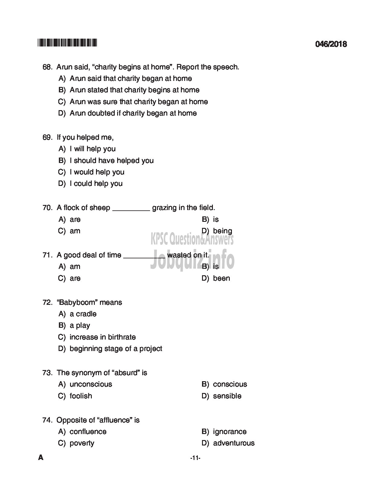 Kerala PSC Question Paper - BEAT FOREST OFFICER FOREST-11