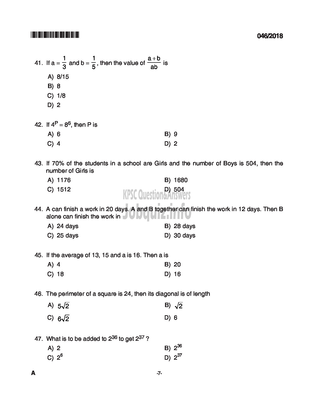 Kerala PSC Question Paper - BEAT FOREST OFFICER FOREST-7