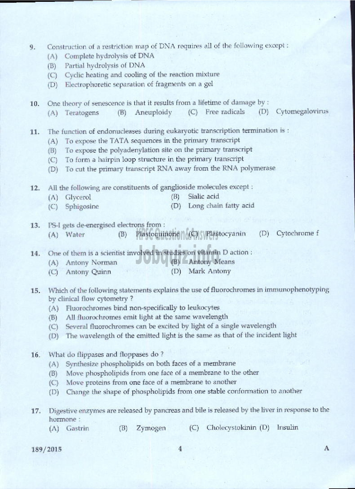 Kerala PSC Question Paper - BIO CHEMIST THE PHARMACEUTICAL CORPORATION IM KERALA LTD-2