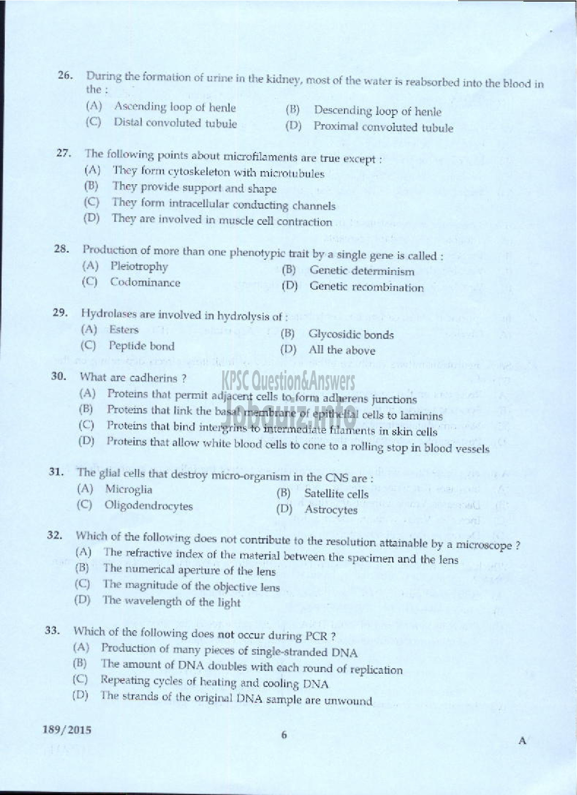 Kerala PSC Question Paper - BIO CHEMIST THE PHARMACEUTICAL CORPORATION IM KERALA LTD-4