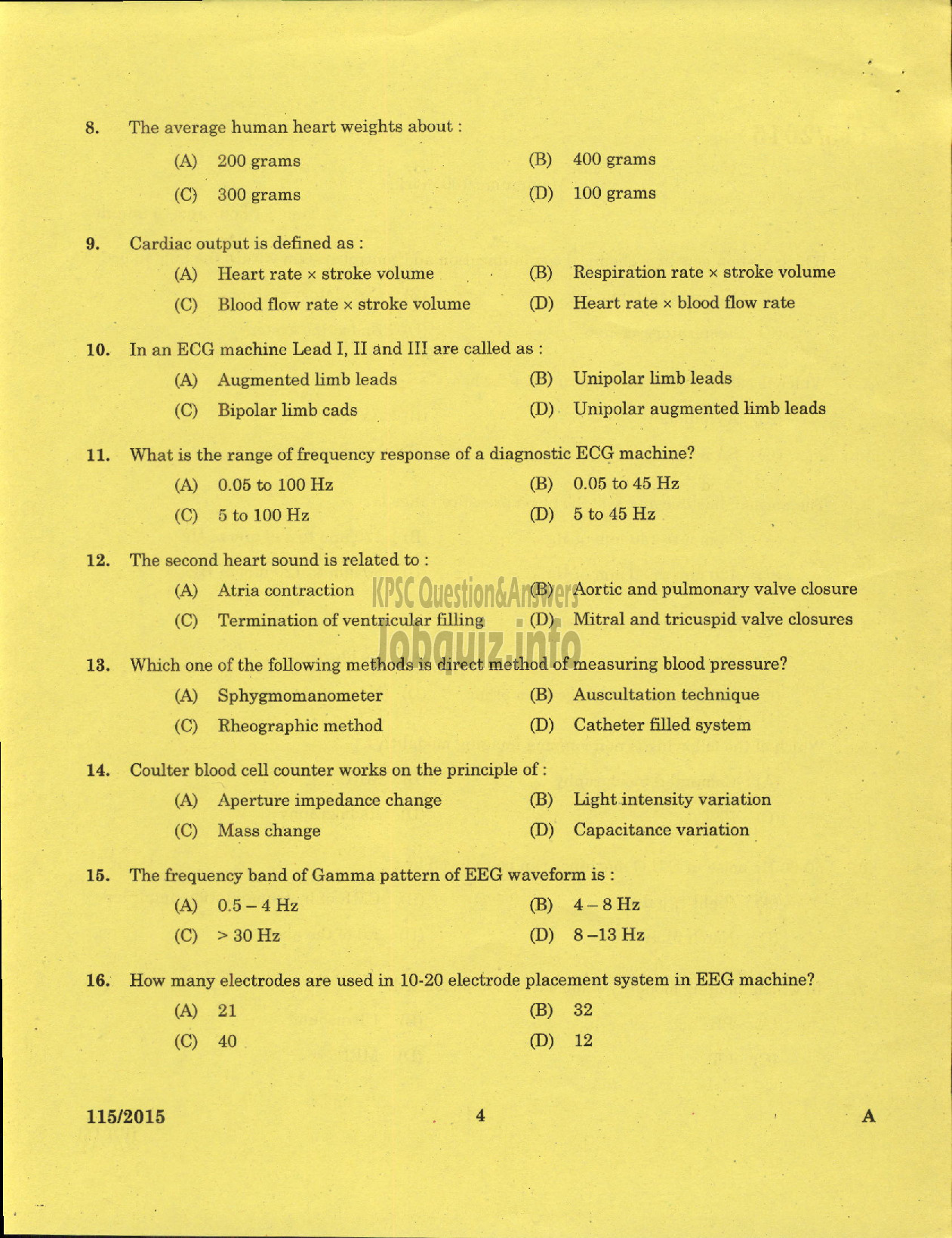 Kerala PSC Question Paper - BIO MEDICAL ENGINEER MEDICAL EDUCATION-2