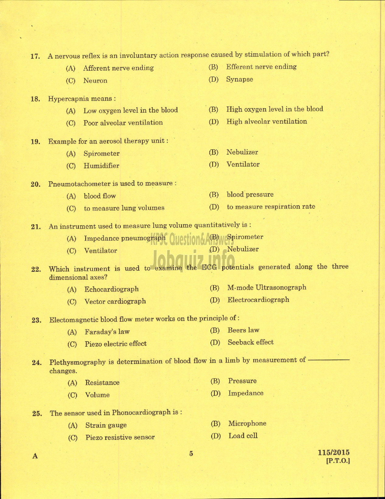 Kerala PSC Question Paper - BIO MEDICAL ENGINEER MEDICAL EDUCATION-3