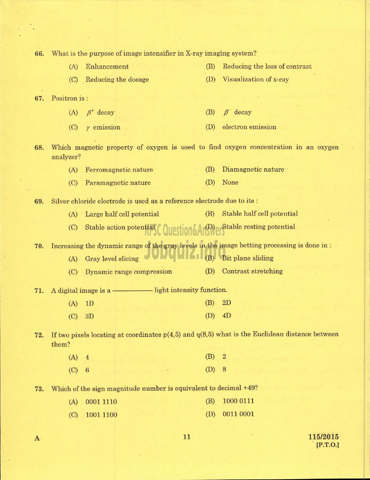 Kerala PSC Question Paper - BIO MEDICAL ENGINEER MEDICAL EDUCATION-9