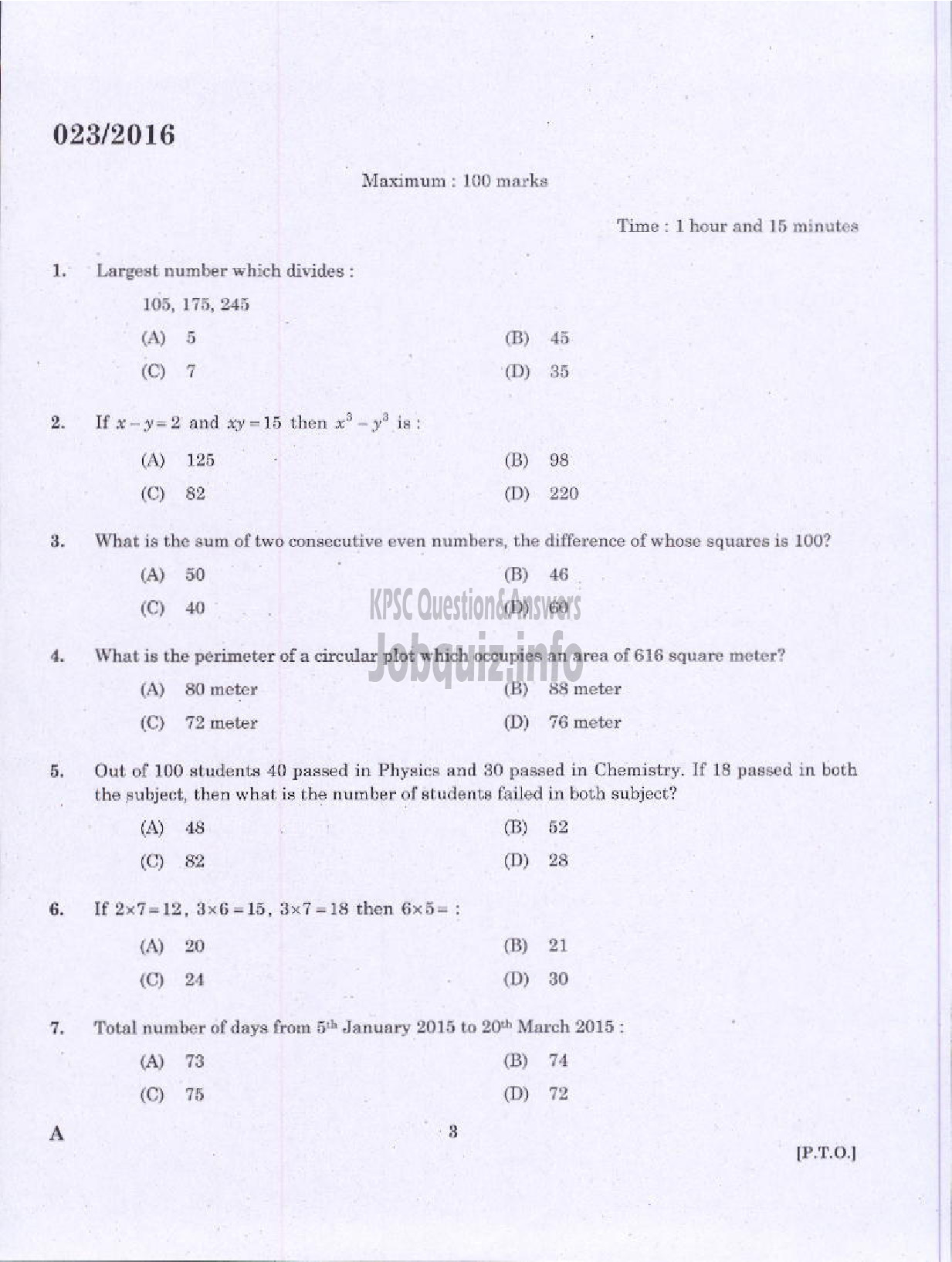 Kerala PSC Question Paper - BLOCK DEVELOPMENT OFFICER RURAL DEVT ADMINISTRATIVE ASST ACCOUNTS OFFICER SR FOR ST GENERAL EDUCATION SECTION OFFICER SR FOR SC/ST KPSC-1