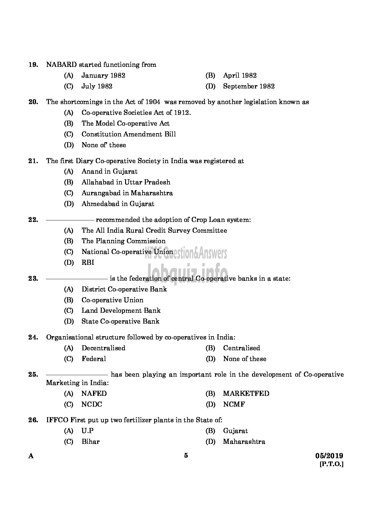 Kerala PSC Question Paper - BRANCH MANAGER DISTRICT COOPERATIVE BANK English-3