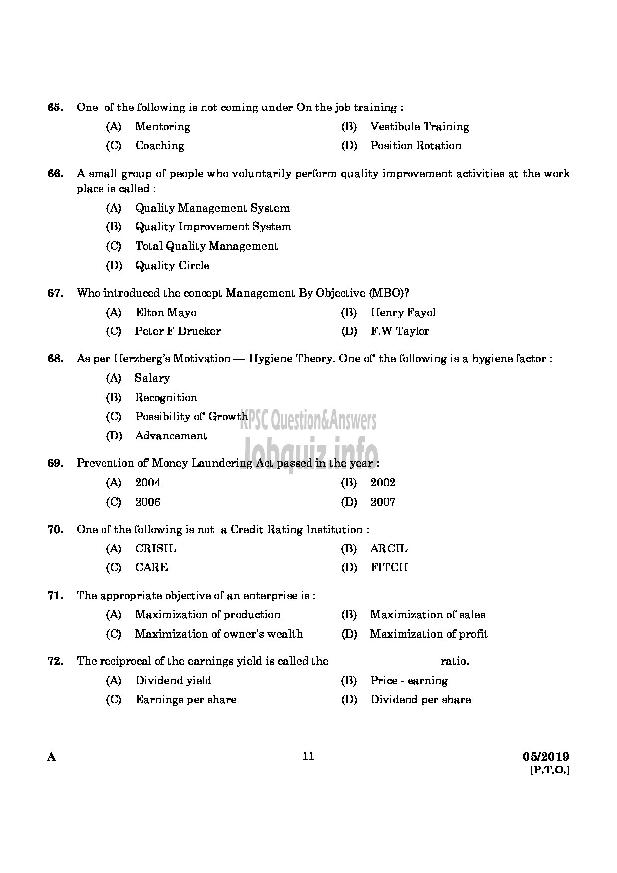 Kerala PSC Question Paper - BRANCH MANAGER DISTRICT COOPERATIVE BANK English-9