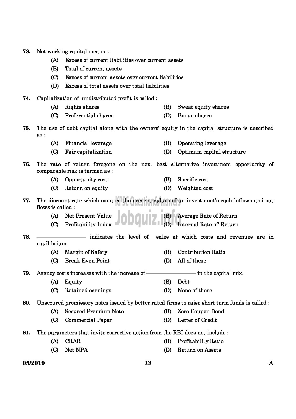 Kerala PSC Question Paper - BRANCH MANAGER DISTRICT COOPERATIVE BANK English-10