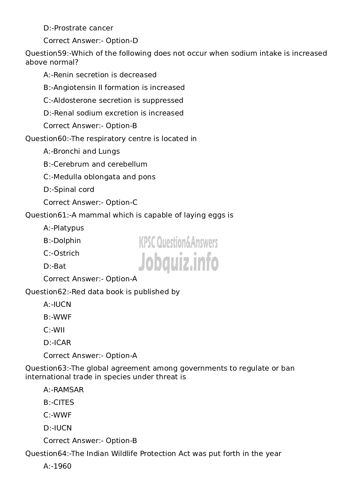 Kerala PSC Question Paper - Biologist-13