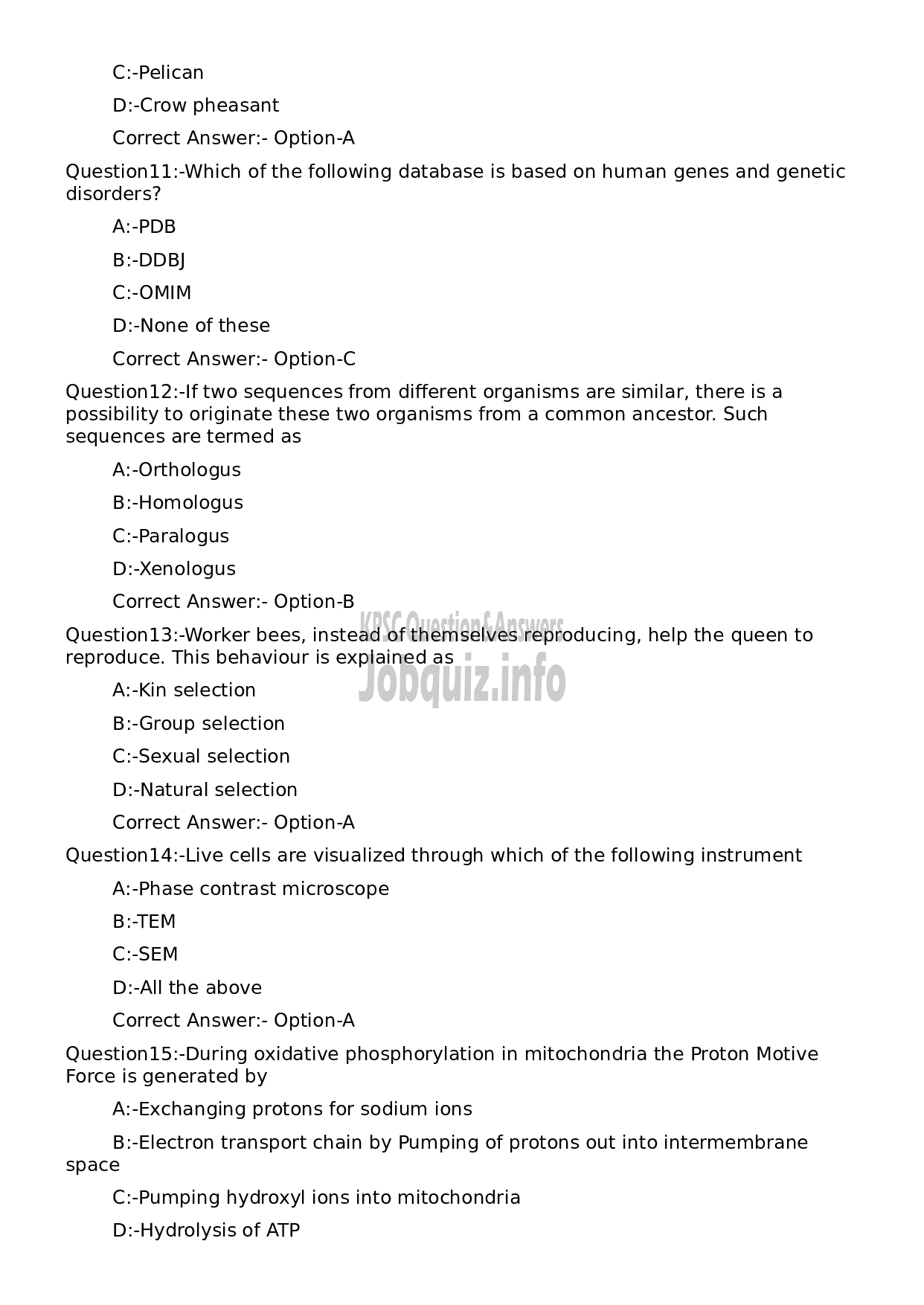 Kerala PSC Question Paper - Biologist-3