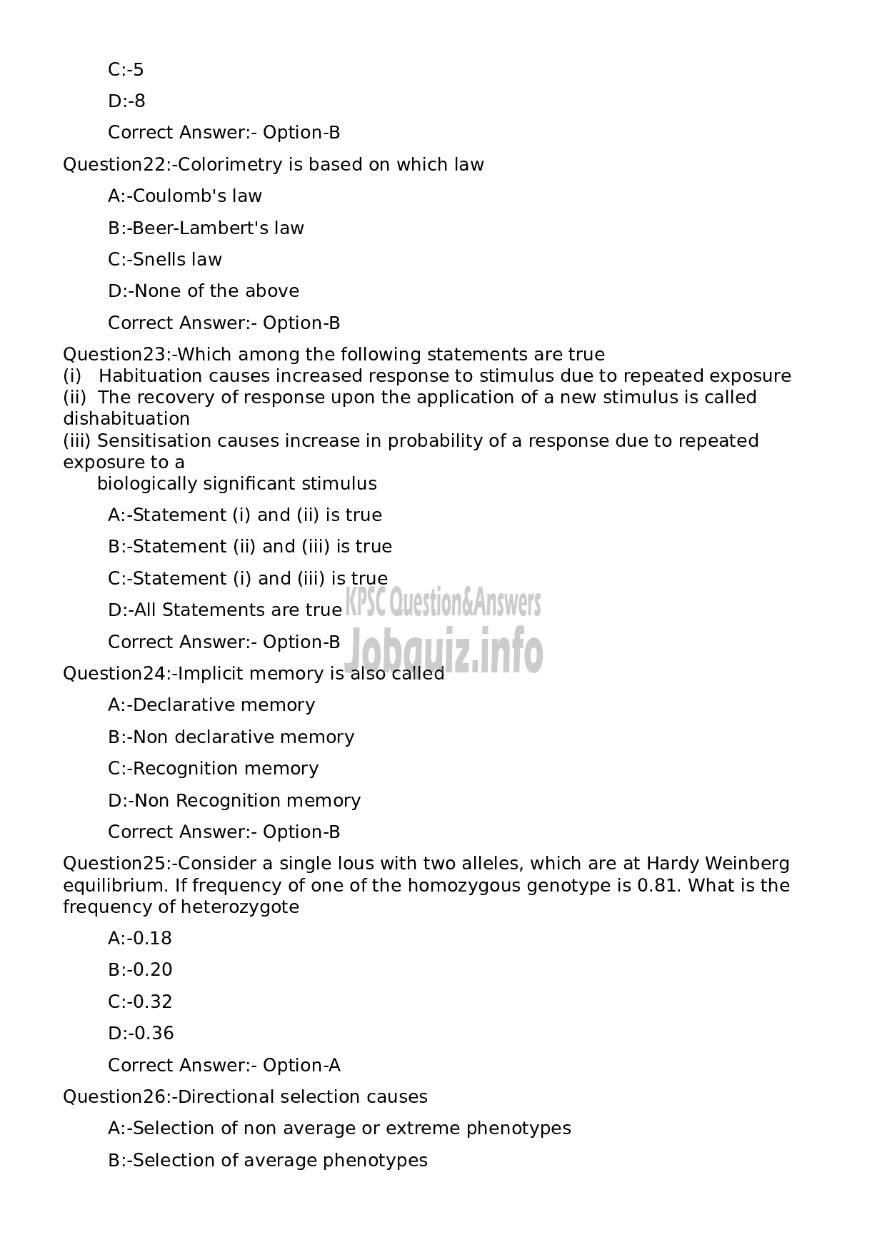 Kerala PSC Question Paper - Biologist-5