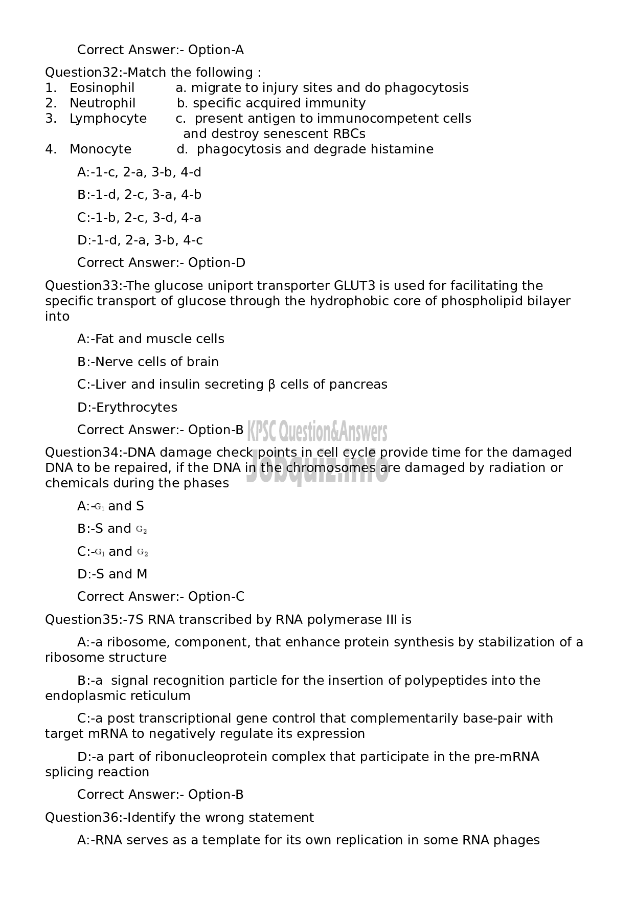 Kerala PSC Question Paper - Biologist-7