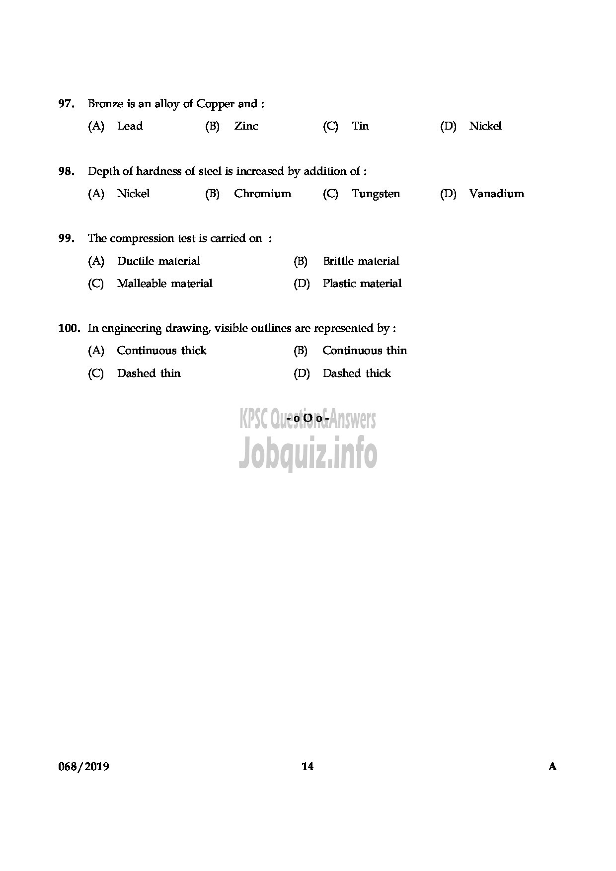 Kerala PSC Question Paper - Blacksmith Gr II Kerala State Water Transport English -14