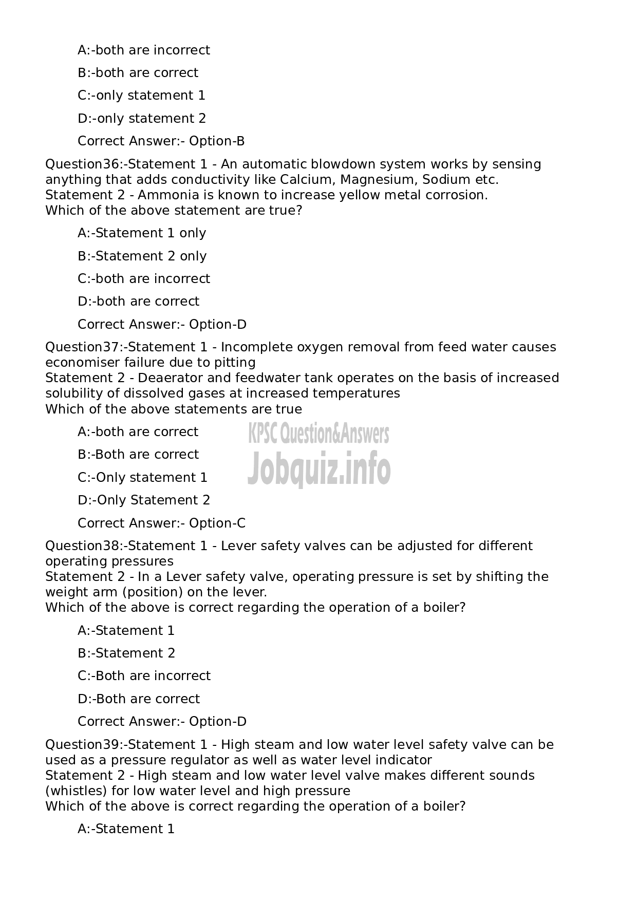 Kerala PSC Question Paper - Boiler Attendant-8