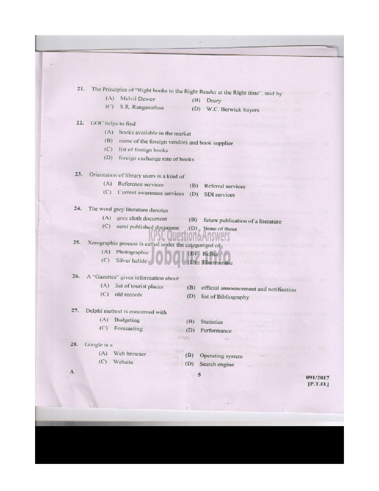 Kerala PSC Question Paper - CATALOGUE ASSISTANT LEGISLATURE SECRETARIAT-4