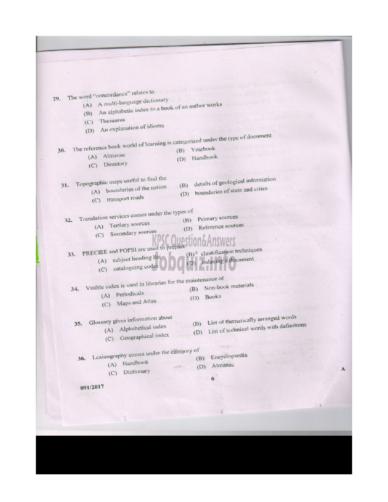 Kerala PSC Question Paper - CATALOGUE ASSISTANT LEGISLATURE SECRETARIAT-5