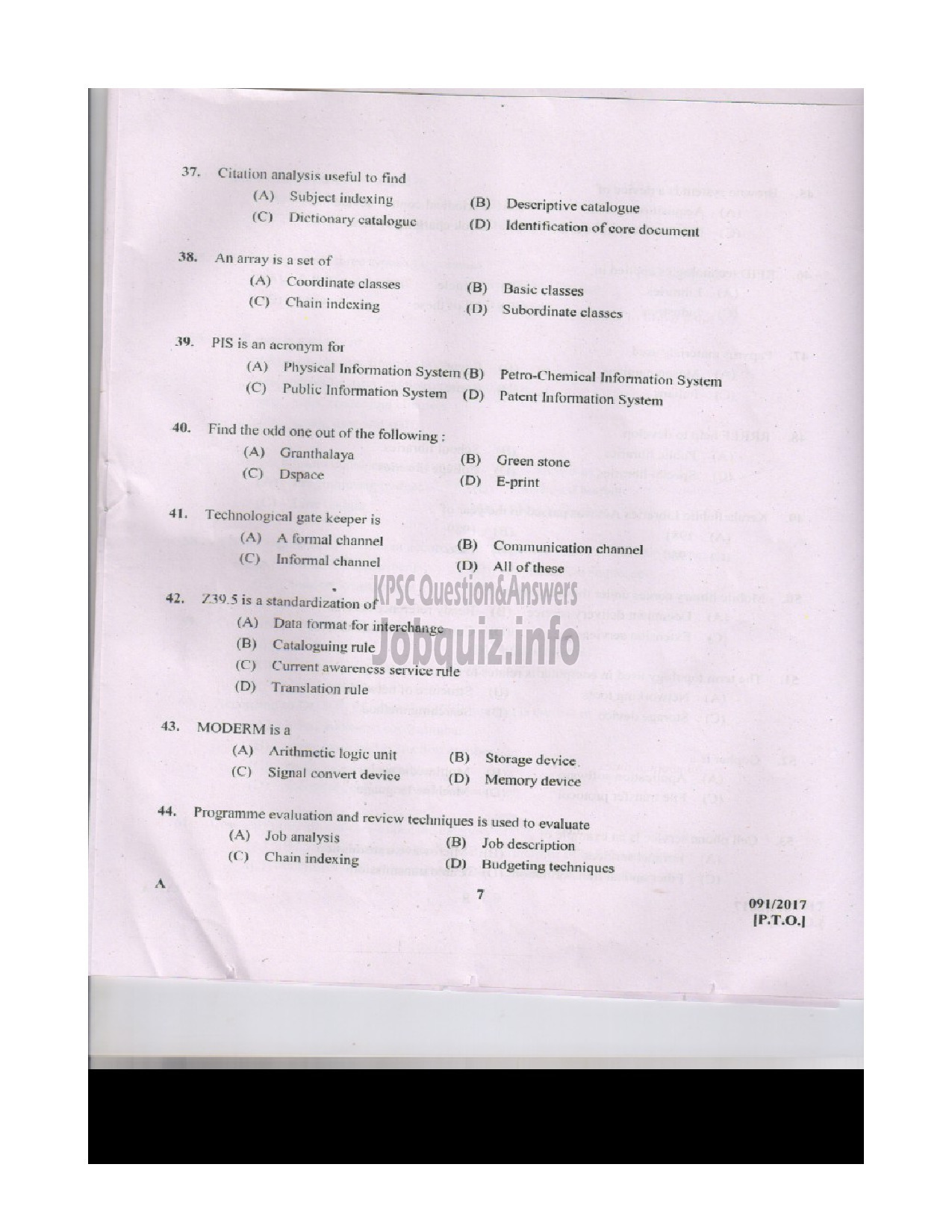 Kerala PSC Question Paper - CATALOGUE ASSISTANT LEGISLATURE SECRETARIAT-6