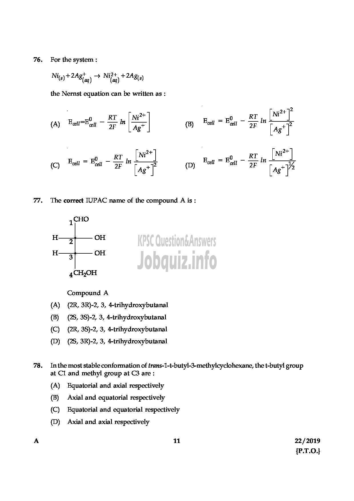 Kerala PSC Question Paper - CHEMICAL ASSISTANT GROUND WATER DEPARTMENT-11