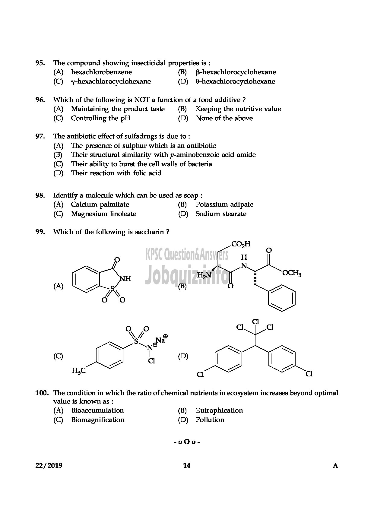 Kerala PSC Question Paper - CHEMICAL ASSISTANT GROUND WATER DEPARTMENT-14