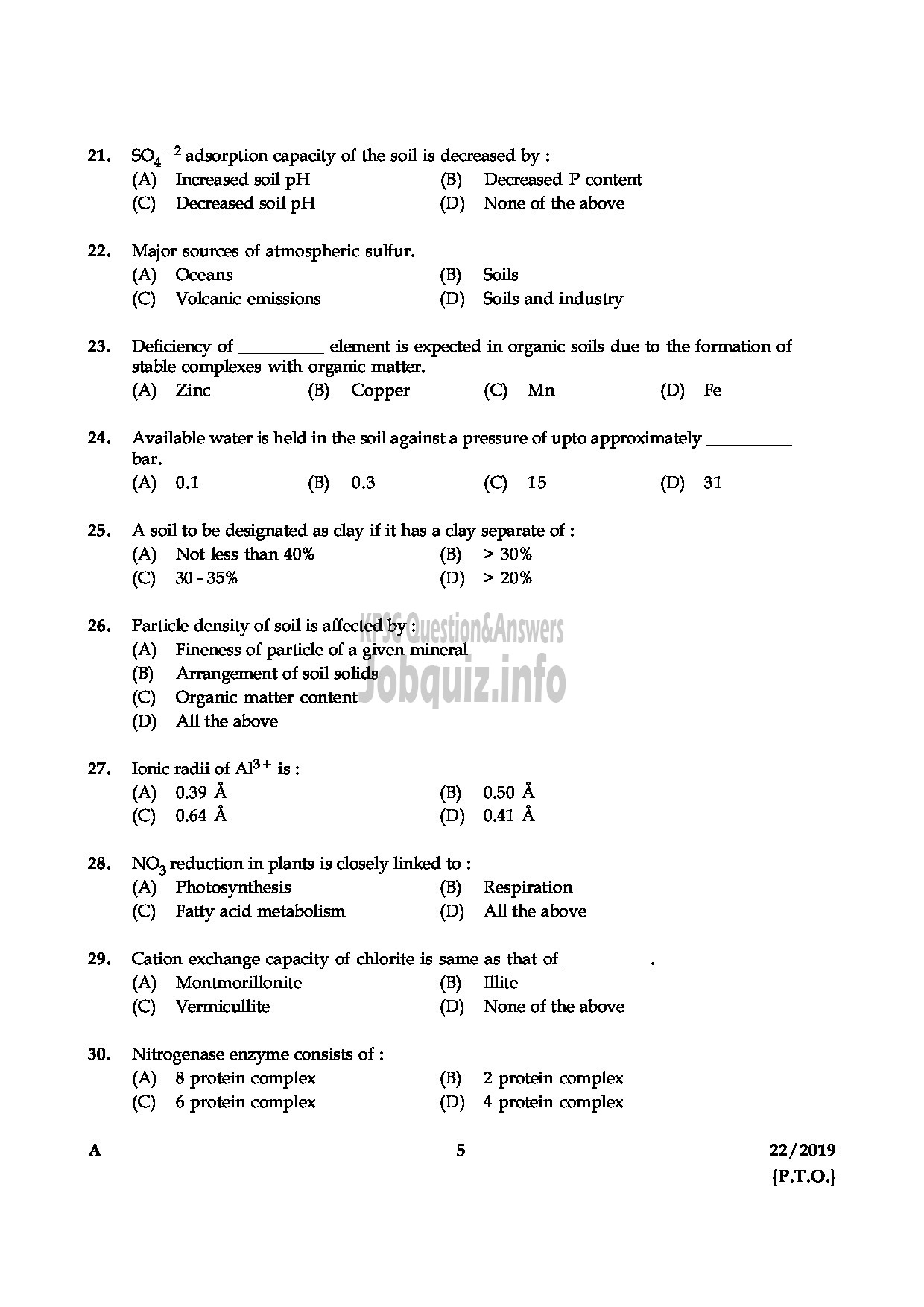 Kerala PSC Question Paper - CHEMICAL ASSISTANT GROUND WATER DEPARTMENT-5