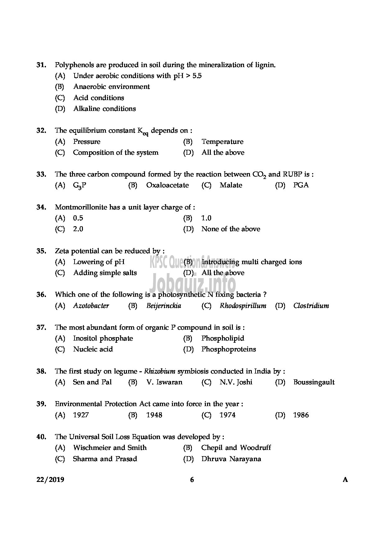 Kerala PSC Question Paper - CHEMICAL ASSISTANT GROUND WATER DEPARTMENT-6