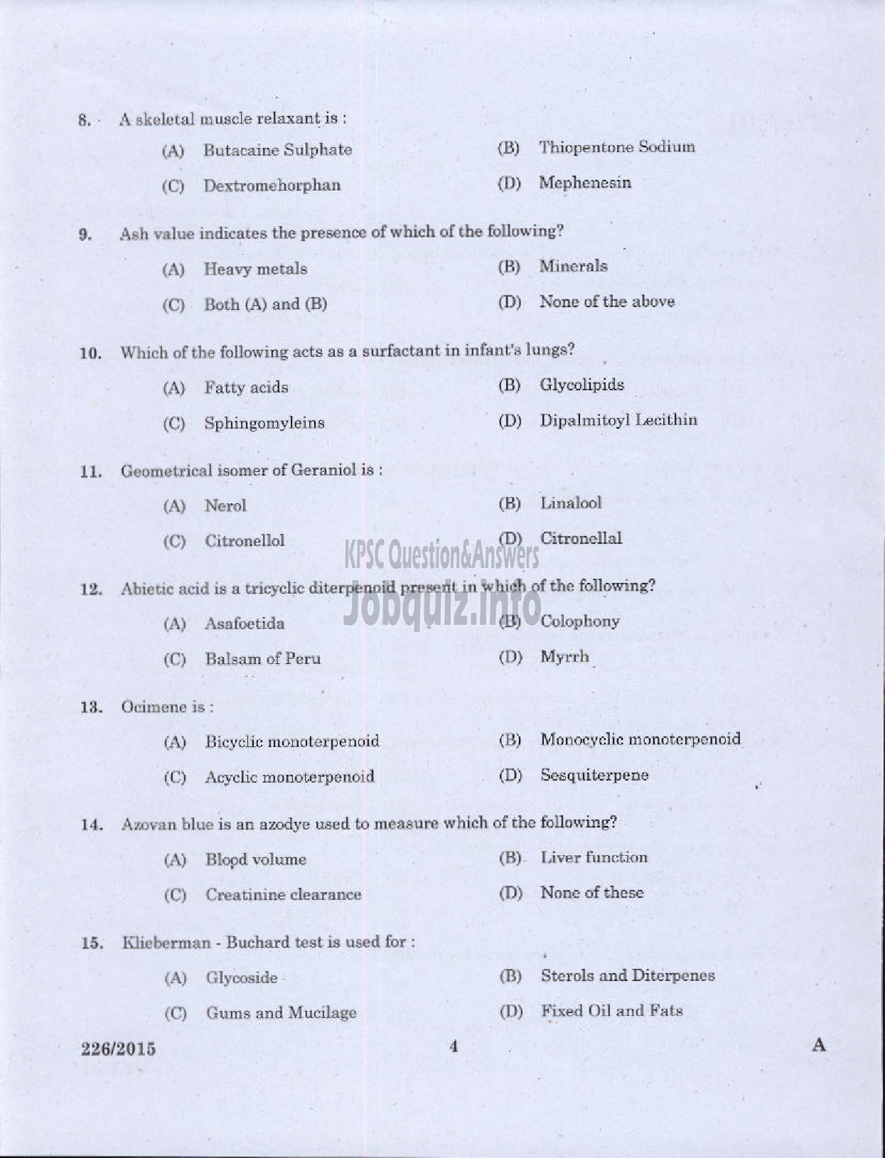 Kerala PSC Question Paper - CHEMIST GR II HEALTH SERVICES-2