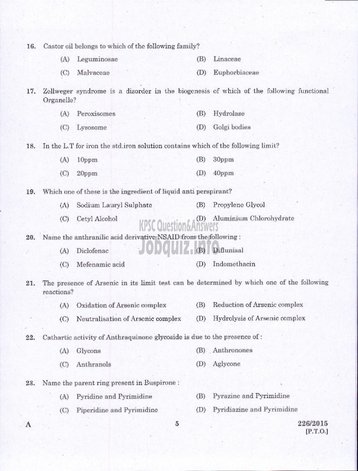 Kerala PSC Question Paper - CHEMIST GR II HEALTH SERVICES-3